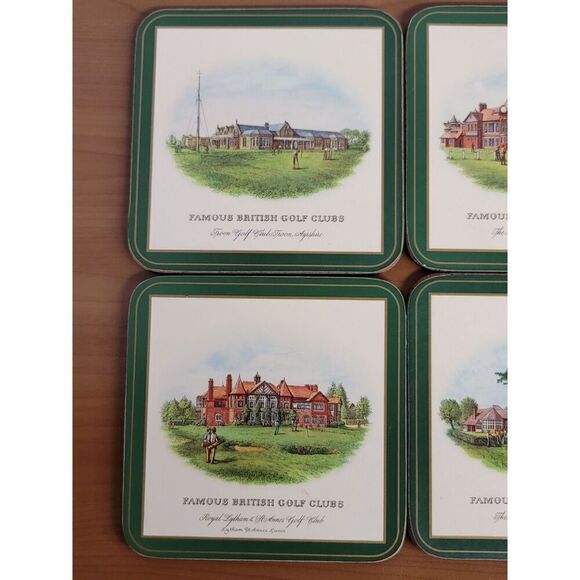 Set  of 6 Pimpernel British Golf Clubs Coasters Cork Backed Trivets #A32 - Picture 6 of 7